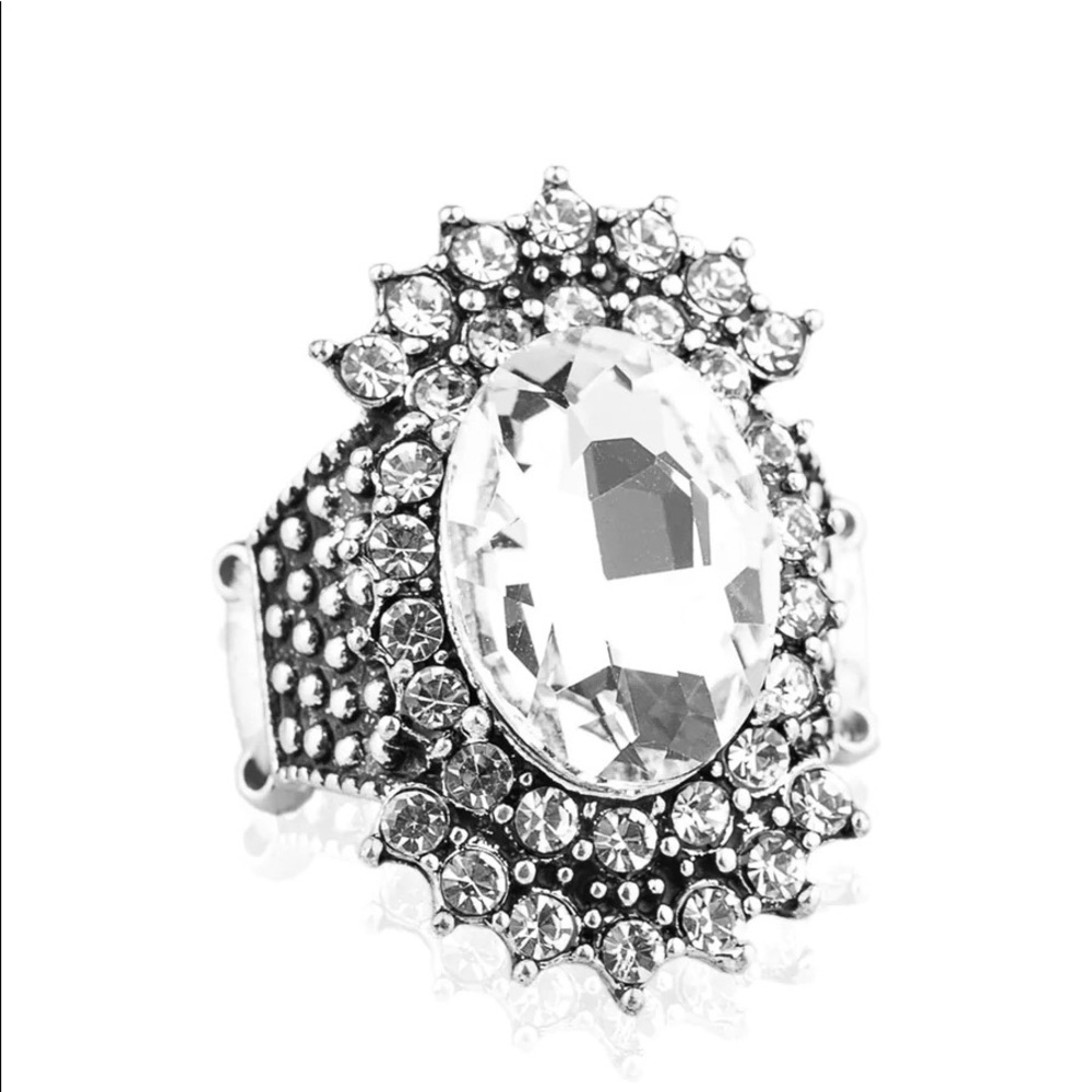 Him And Heir Silver Bling Rhinestone Stretchy Band Ring - Picture 2 of 2